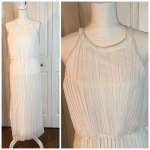 Pleated Halter Maxi White Dress, size XL